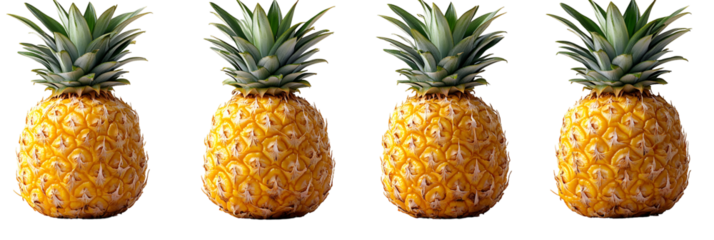 Group of five pineapples tropical fruit