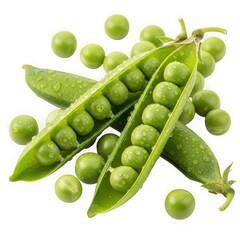 Fresh green peas isolated on transparent background