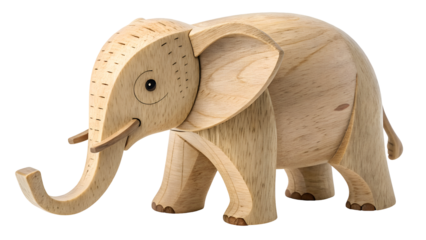 Handcrafted Wooden Elephant Figurine Toy or Decorative Sculpture: Natural Wood Finish