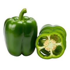 Green bell pepper isolated on transparent background