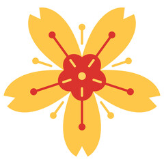 red and yellow cherry blossom 