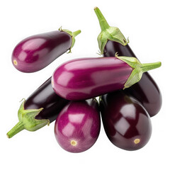Fresh eggplant pile isolated on transparent background