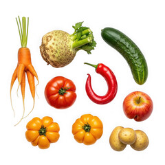 Fresh produce assortment isolated on transparent background