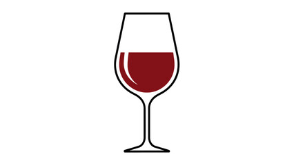 A clear illustration of a wine glass filled with deep red wine, isolated on a white background, representing a classic beverage and sophisticated enjoyment