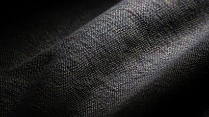 Dark gray fabric with textured weave and subtle folds.