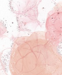 Alcohol ink orange pink purple pastel with glitter texture, can be used for background, wallpaper, invitation, brochure, and poster design