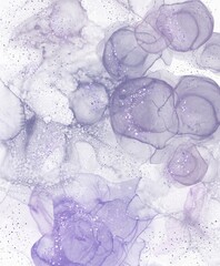 Alcohol ink marble violet purple pastel with glitter texture, can be used for background, wallpaper, invitation, brochure, and poster design