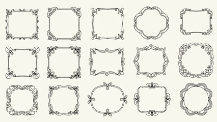 Collection of ornate decorative frames and borders in vintage style for design elements, invitations, and scrapbooking