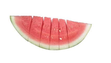 Fresh watermelon slices with transparent background, suitable for food advertisements, summer themes, healthy lifestyle designs and refreshing fruit promotions.