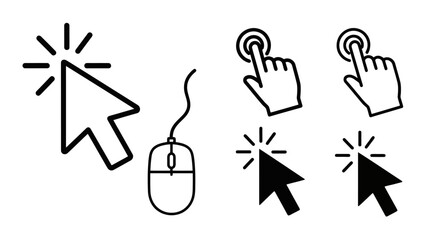 Click Icons Mouse Cursor and Hand Gestures for Web Interaction