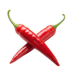 Two red chili peppers isolated on transparent background