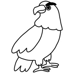 Cartoon Eagle Illustration in Bold Black and White Line Art