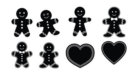 Black silhouette gingerbread men and hearts a sweet holiday collection