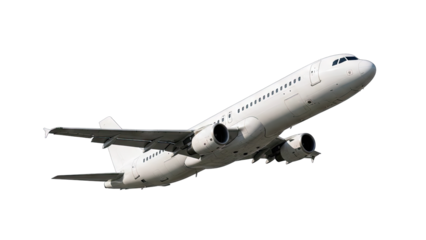 Airplane Ascending Against White Background