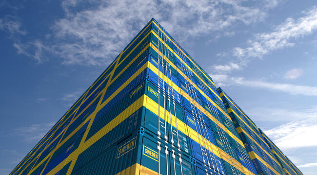 Fototapeta Sweden export cargo shipping containers