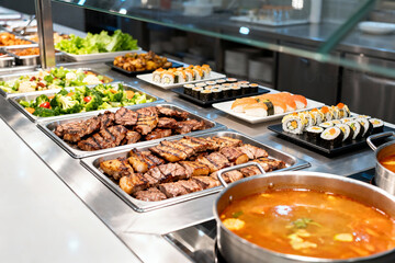 fresh meat, vegetables and seafood at all you can eat restaurant