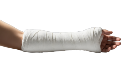 Arm in Cast on White Background
