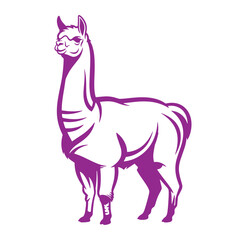 Naklejka premium Simple illustration of a purple llama animal standing with elegant and clean style