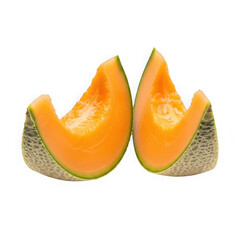 Cantaloupe slices isolated on transparent background