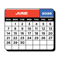 Calendar For The Month of June 2026 © RMNKO