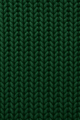 Seamless deep green knitted wool texture with detailed cozy winter pattern