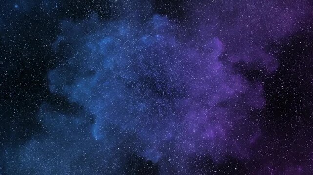 Seamless loop of vibrant blue and purple energy particles colliding and transferring kinetic force across a dark abstract background science fiction, modern, particles colliding