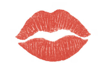 Red lipstick mark symbolizing passion, allure, and a touch of closeness, set against a clear background