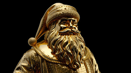 Obraz premium Golden Santa's Gleam: A captivating, high-detail image of a golden Santa Claus statue, capturing the essence of holiday spirit and luxury.
