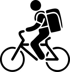 Courier Cyclist with Backpack Icon