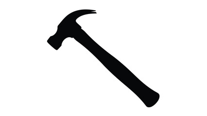 Black silhouette of a hammer on white background
