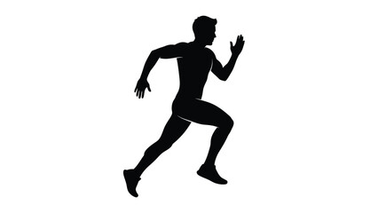 Man running silhouette against white background