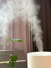 White steam of ultrasonic humidifier.