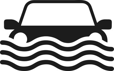 
Car Flood Damage and Insurance Warning Icon