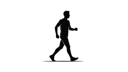 Obraz premium Man running silhouette against white background
