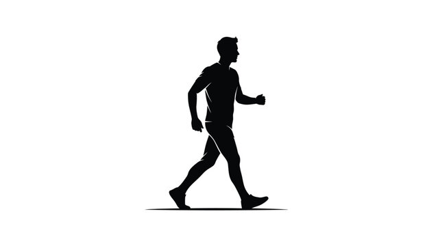 Man running silhouette against white background - Powered by Adobe