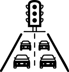 Traffic Light Signal with Cars on Road Icon