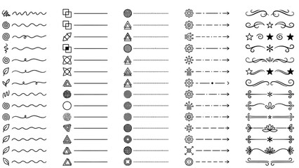 Botanical Arrow and Divider Icon Set Featuring Leaves, Acorns, and Floral Motifs &ndash; Ideal for Graphic Design, Journaling, and Nature-Themed Embellishments in Layouts, Presentations, and Creative 