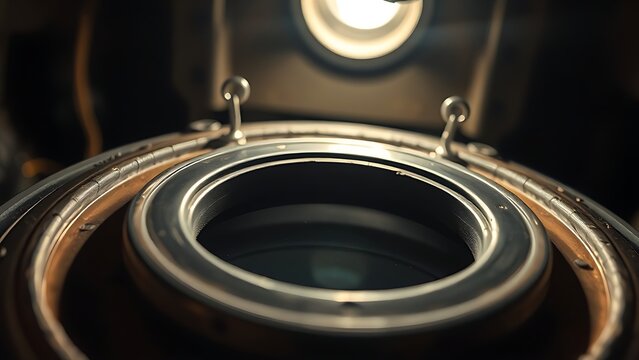 gasket. Close-up of a submarine hatch with a rubber gasket. mobility guides, transit brochures, logistics one-pagers, designed for mobility and urban transit guides, used by logistics managers.