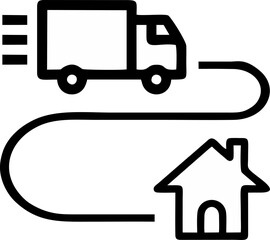 Delivery Truck Route to Home Logistics Icon