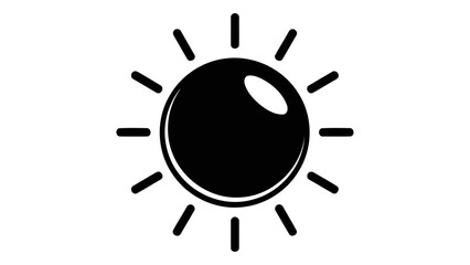 Simple stylized sun icon with radiating rays, representing daylight, warmth, and energy, isolated on a white background.