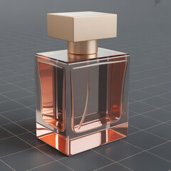 A bottle of luxury scent: Capturing the essence of sophistication and elegance. A beautifully designed bottle of perfume, embodying both luxury and simplicity.