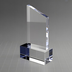Crystal Achievement Award: A modern, clear crystal trophy, a symbol of recognition and achievement, stands proudly. Its elegant design and impeccable clarity, exuding prestige and success.