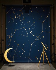 Fototapeta premium Stunning celestial backdrop with constellations and telescope for astronomical exploration and