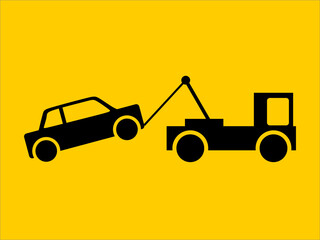 Truck Towing vector illustration on yellow background