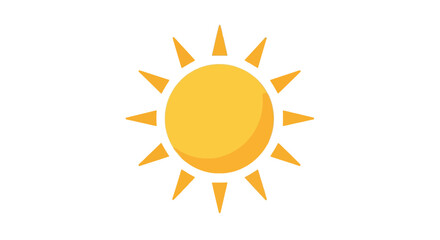 Bright yellow sun icon isolated on a white background.