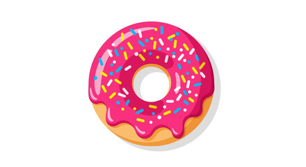 Fototapeta premium Delicious pink frosted donut with colorful sprinkles.