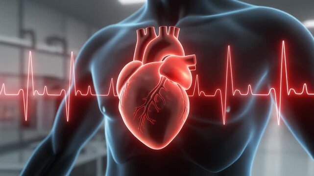 3D human heart beating with irregular rhythm