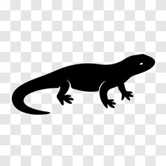 Salamander Silhouette – Black Vector Icon on Transparent Background