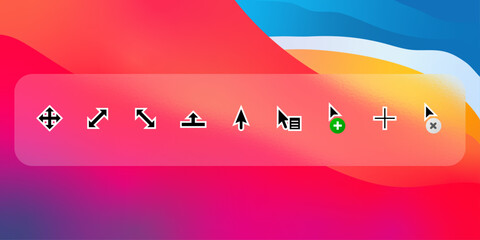 UI cursor icons on colorful gradient background