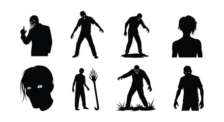 Silhouettes of multiple figures in various poses depicting a ghostly presence